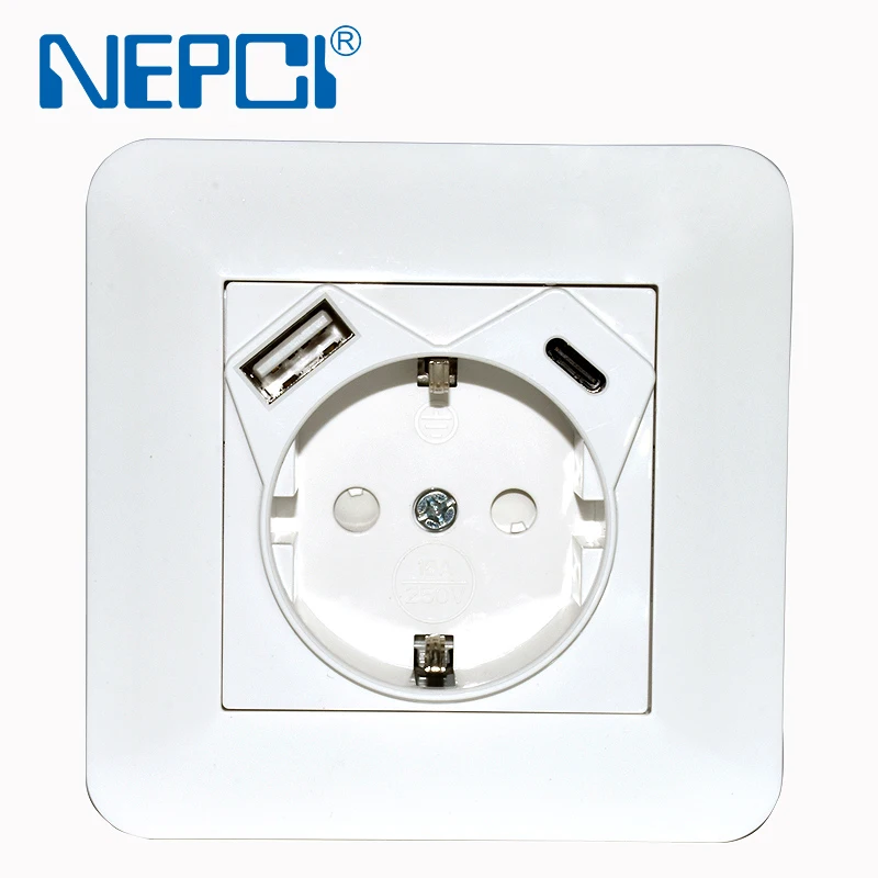 Pd 20w Flush Mounted Usb Wall Charger Outlet Xjy-usb-54-a/c E.u ...