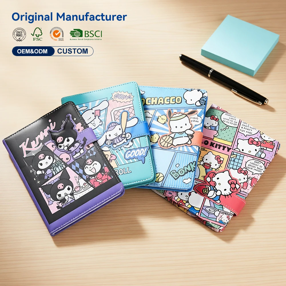 Wholesale Customizable Anime Themed Hardcover PU Spiral Binding Organizer/Planner Notebook 80 Sheets Magnetic Closure Girls