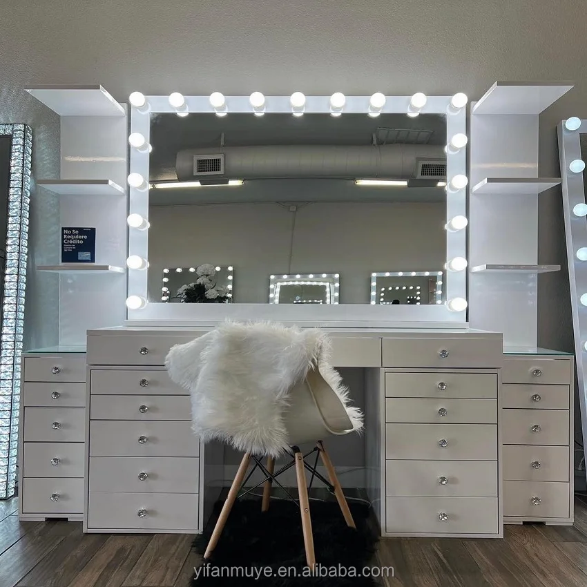 Modern Dressing Table Adjustable Brightness LED Lights Large Bulbs ...