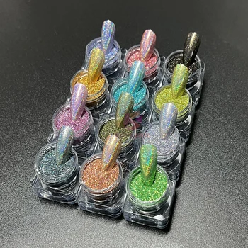 12 Colors Solvent Resistant Holographic Fine Glitter Power Nail Pigment