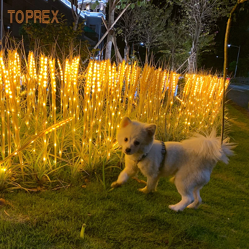 Simulation Wheat Lights LED Flower Light Stand Outdoor Christmas Party Supplies Emitting Red Yellow Warm White Made Durable Plas