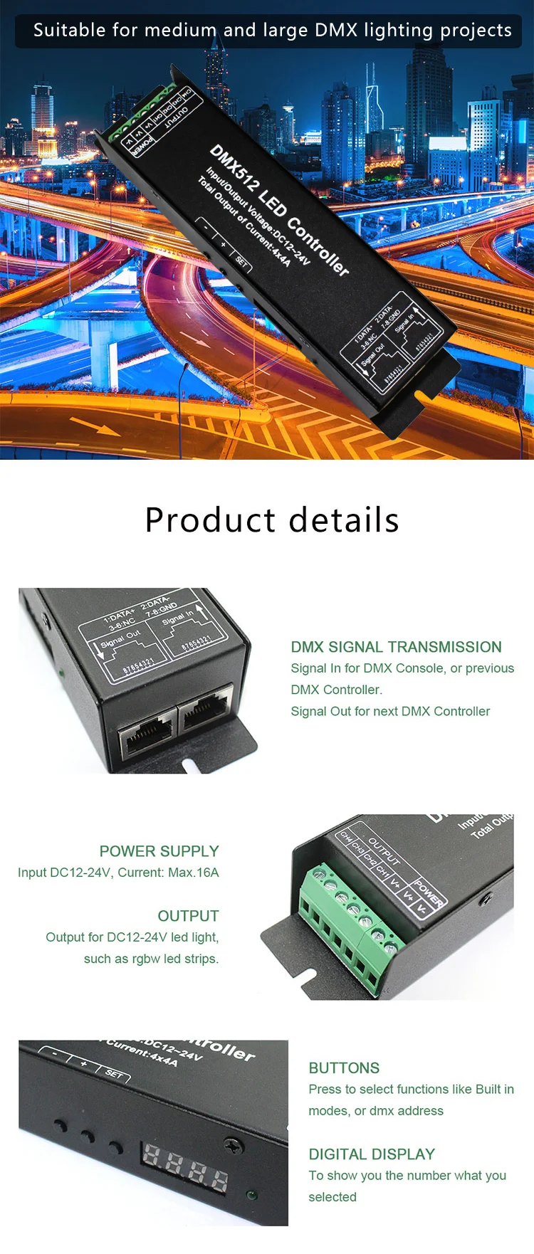 High Quality Of Dc12-24v Display Dmx512 Decoder 4 Channels New Decimal ...