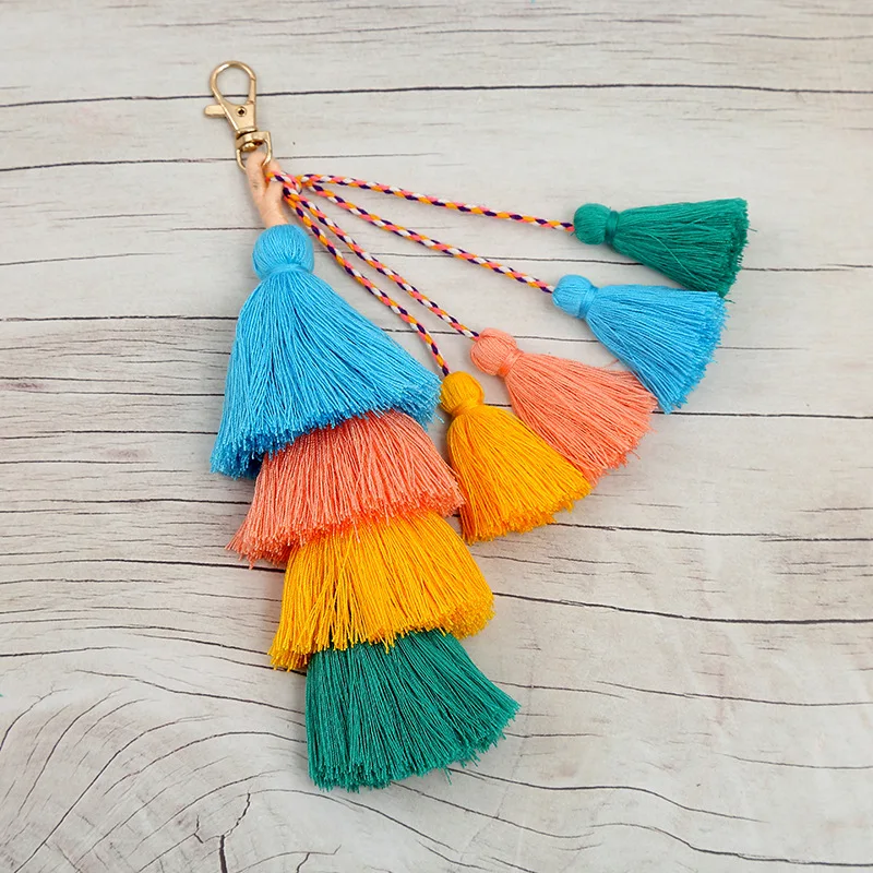 Fashion Bohemia Jewelry Gift for Women Rainbow Keychain Handmade