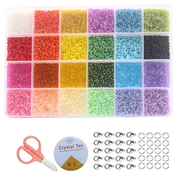 Amazon Hot Sales 24000 Pcs 2mm Glass Seed Beads Crystal Beads For Bracelet Making