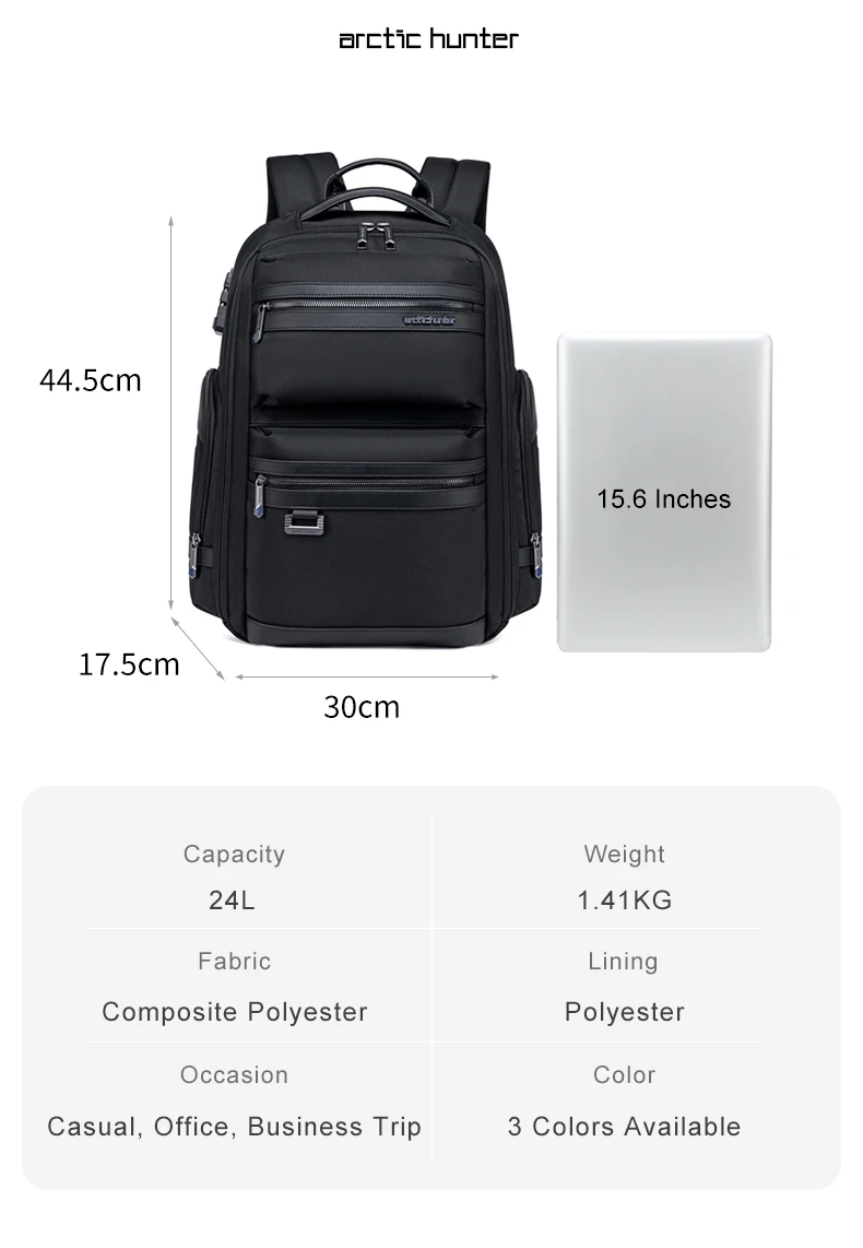 Arctic Hunter new Multifunction large capacity usb raincoat backpack business travel laptop backpack bag men rucksack bolsas