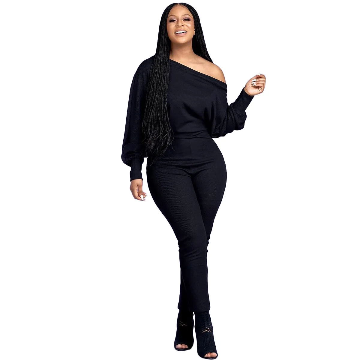 2022 Fall and Winter Loose Slevee Long Pants Sexy Rompers Lantern sleeve Bodysuit Jumpsuit