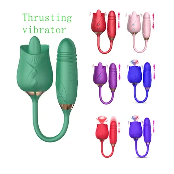 Thrusting dildo Sucking Vibrating tongue Licking Clitoris Sex Toys for Women Rose vibrator