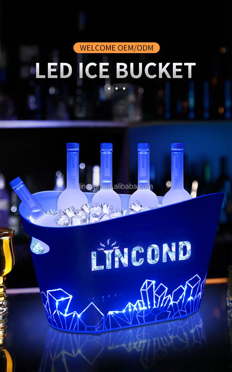 Plastic Large Champagne Wine Ice Bucket,Multi Colors Changing Led Ice