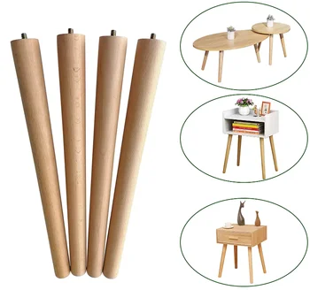 Manufacturer Supplier Replacement Wood Sofa Legs Furniture Accessories Wooden Conic Legs for Sofa