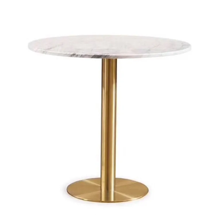 Nordic Iron Art Restaurant Silver Coffee Table White Top Side MDF Creative New bar Tall Round Table