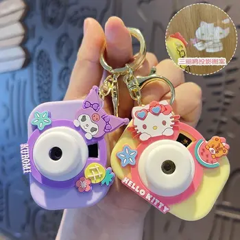 Hot Selling Creative Sanrioylied Projection Camera Keychain Children's Toy Melody Cinnamon Bag Pendant