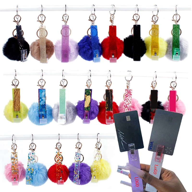 Extracteur De Carte Pour Manucure – Porte-carte à Pompon Rose – Femme