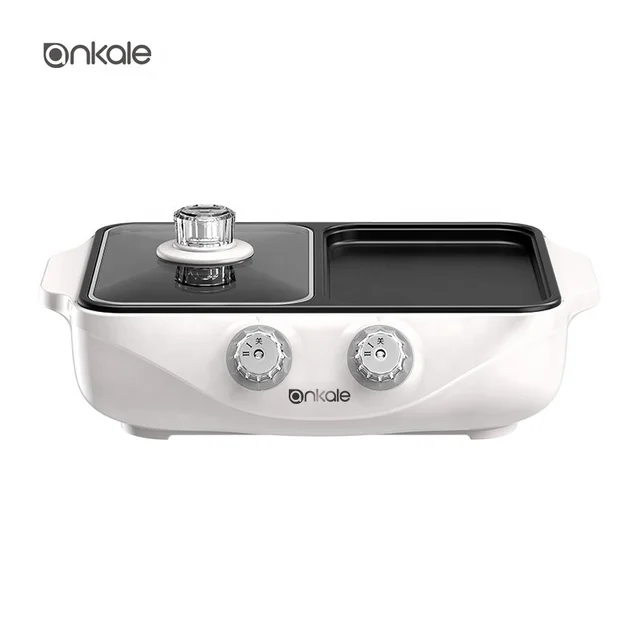 Fashion type multi electric cooking pot with double knobs independently control the temperature travel home appliances