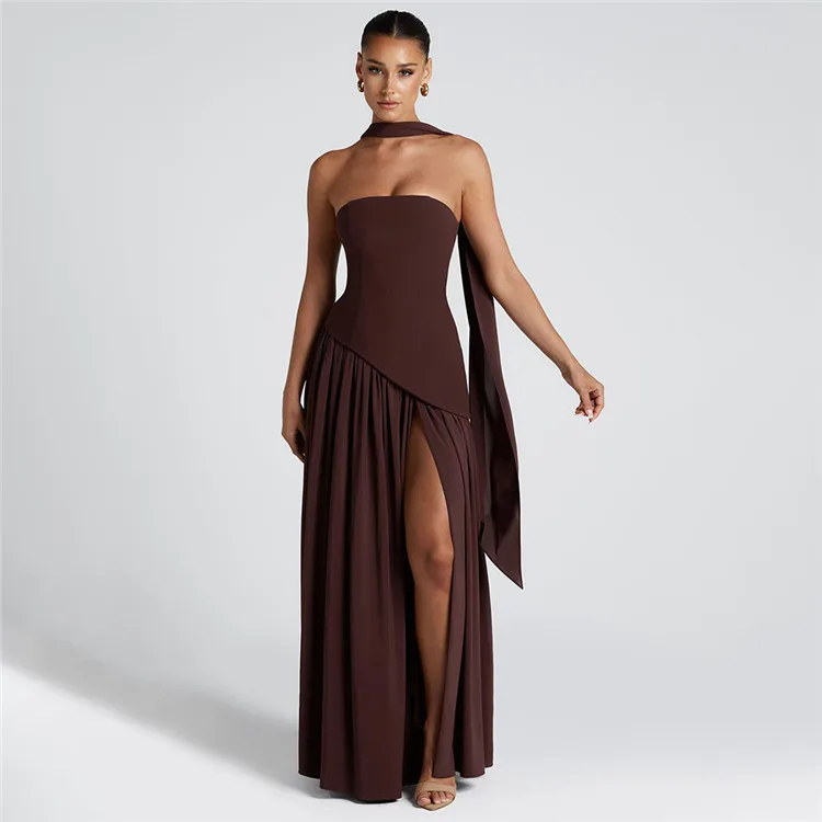 Hot New Spring Summer Models Sexy Backless Bust Slim Dress Open Fluttering Long Dresses
