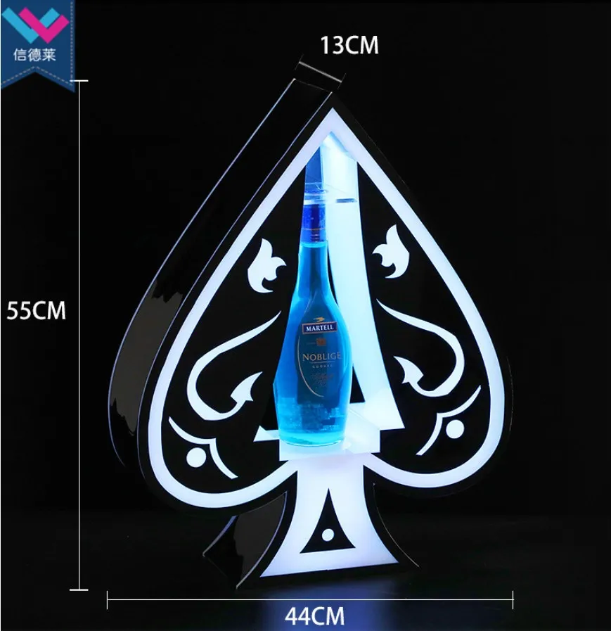 LED Rechargeable Spade Infinity Mirror Bottle Presenter Glowing VIP Champagne 