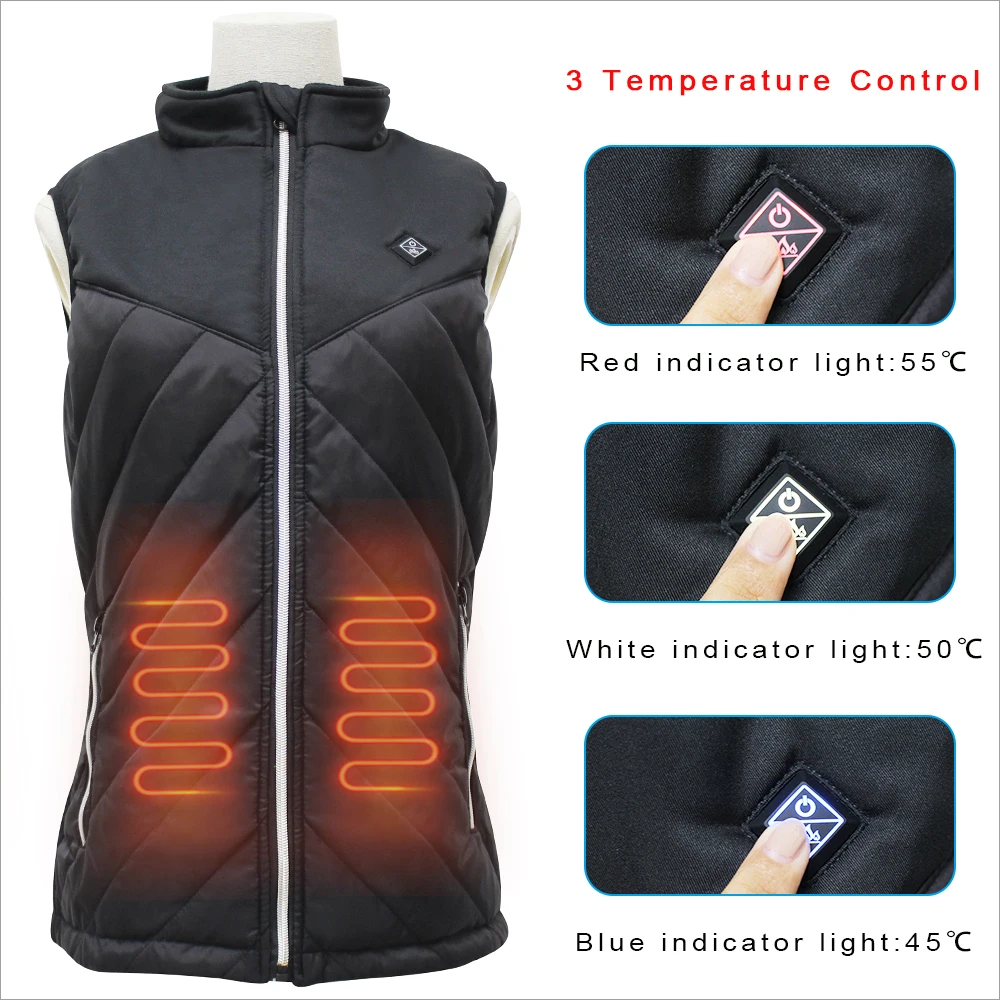 5v Usb Lady Style Heated Vest Polyester Fabric With Turtleneck Collar