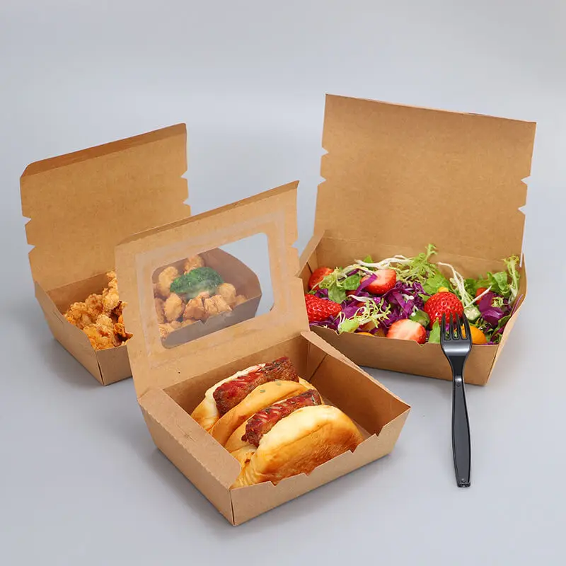 Disposable kraft paper lunch box takeaway boxes for food in mauritius