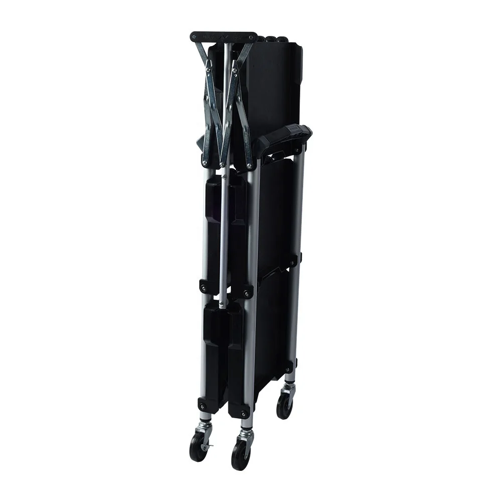 Vertak Multifunction 3 Tier Utility Cart Storage Hot Pot Food Foldable Hand Pull Rolling Cart Folding Collapsible Service Cart