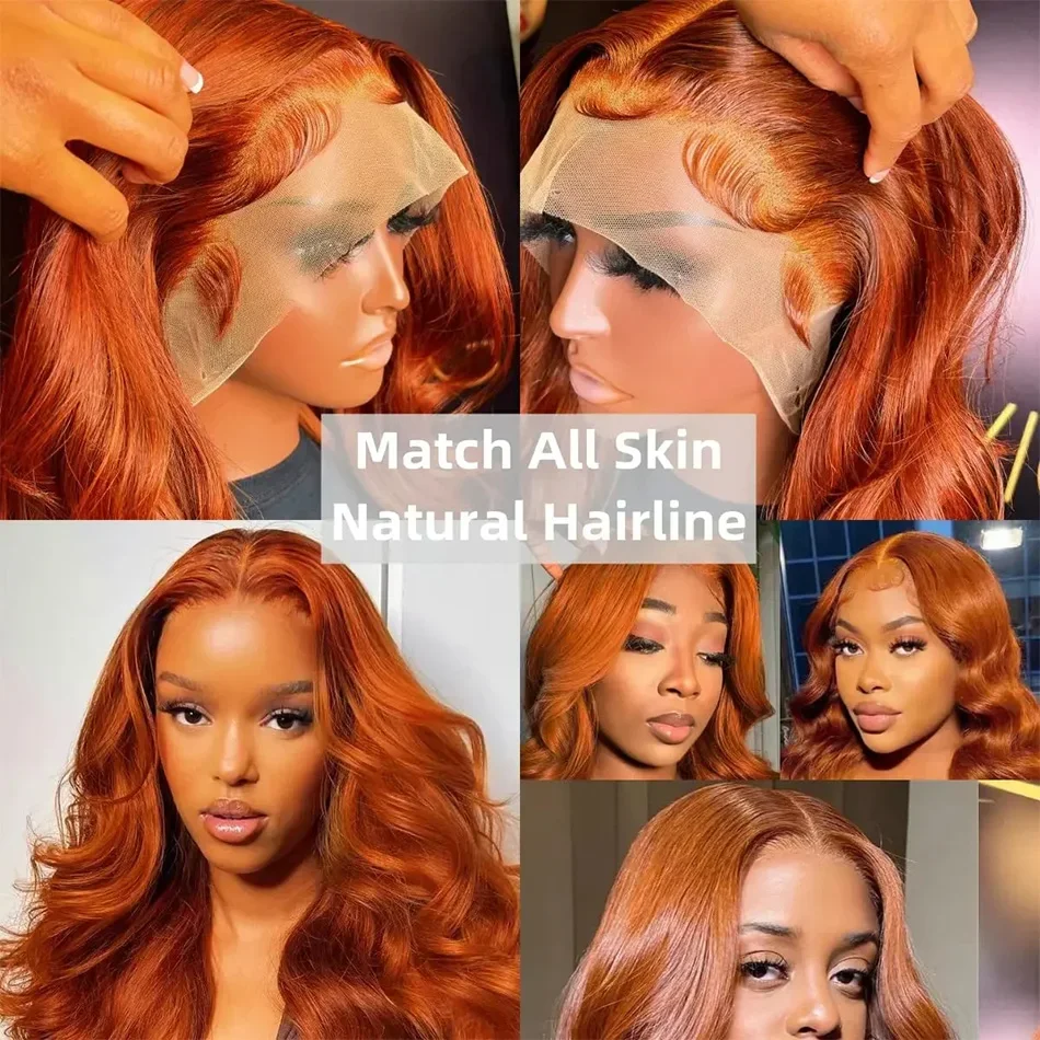 Ingwer-orange, kurze Bob-Perücke, gewellt, für Frauen, täglich, vorgezupft, peruanisches Remy-Echthaar, 13 x 4 Zoll, Frontal-Spitze, Bob-Perücke_voghion.com