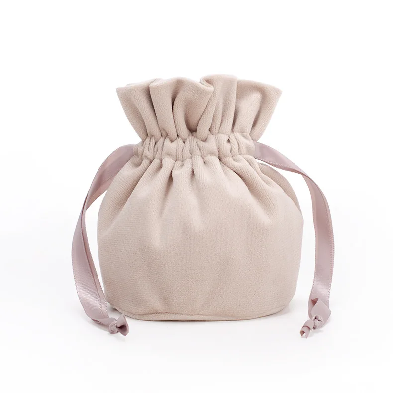 Drawstring Velvet Bag Round Bottom Velvet Pocket Colorful Jewelry Gift Wedding Candy Drawstring Storage Bag