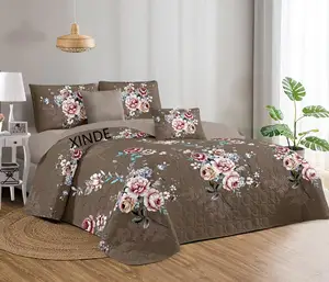 Hot Sell  Quilt Bedding Set 3 Pieces Floral Printed Quilt Set Summer Lightweight Reversible Microfiber Bedspread Coverlet Sets