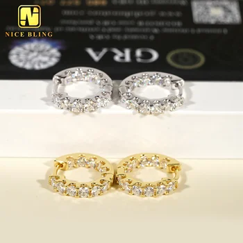 Fashion Women Tennis Earrings Luxury 925 Sterling Silver Jewelry 3MM VVS Moissanite Diamond Hoop Earrings For Engagement