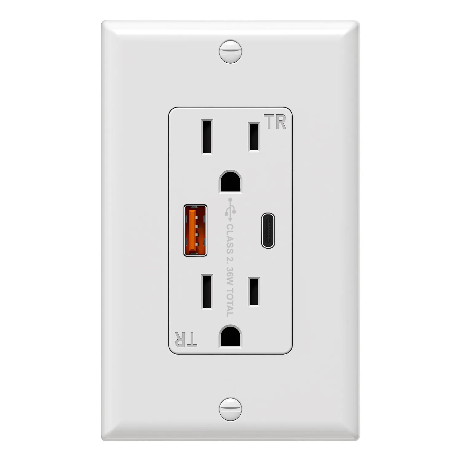 Outlet with USB Charger 3.1A socket Dual Duplex Receptacle 15-Amp w/ wall plate 