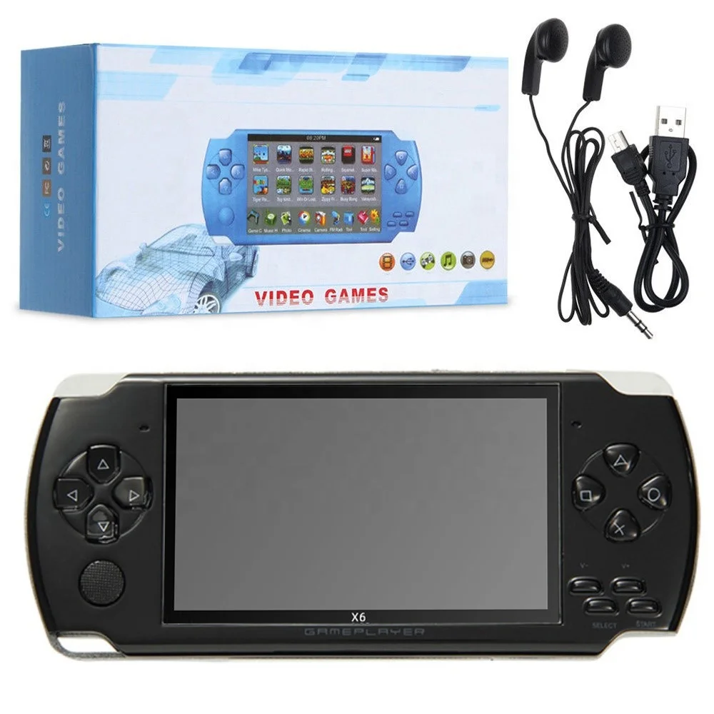 Console de jeu portable X6 avec 8 Go, écran de 4,3 pouces, prise en charge de la sortie TV, jeux intégrés, boîte multifonctionnelle, lecteur de jeu portable Console de jeu portable X6 avec 8 Go, écran de 4,3 pouces, prise en charge de la sortie TV, jeux intégrés, boîte multifonctionnelle, lecteur de jeu portable