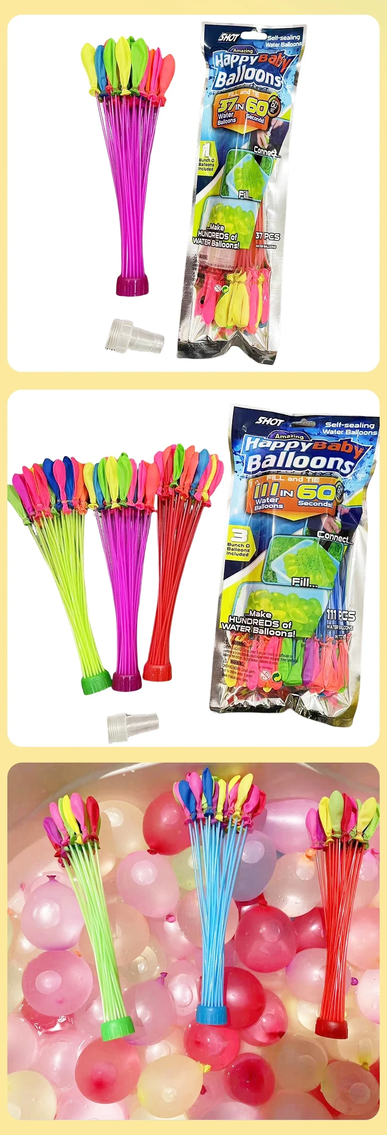 Factory Spot Water Balloons 111pcs/bag Balloon Self Sealing Magic Quick