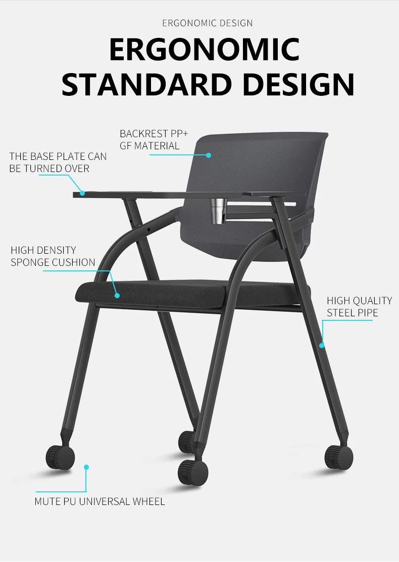 product customization school banquet dining wholesale furniture game classroom training office chair with writing board chair hall-98