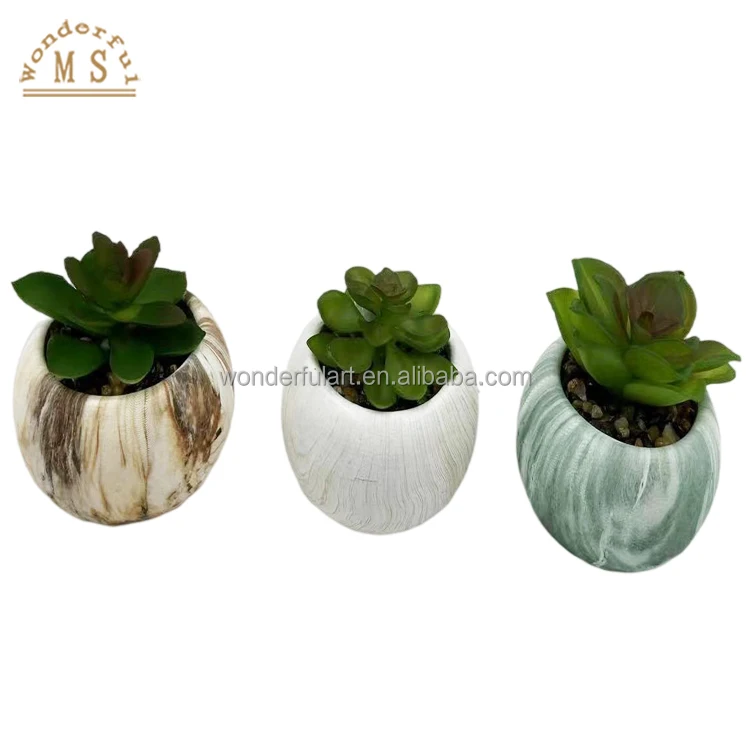 Porcelain Home Decor water plated view Flower Vase handicraft succulent Ceramic circle marble texture flowerpot garden planter