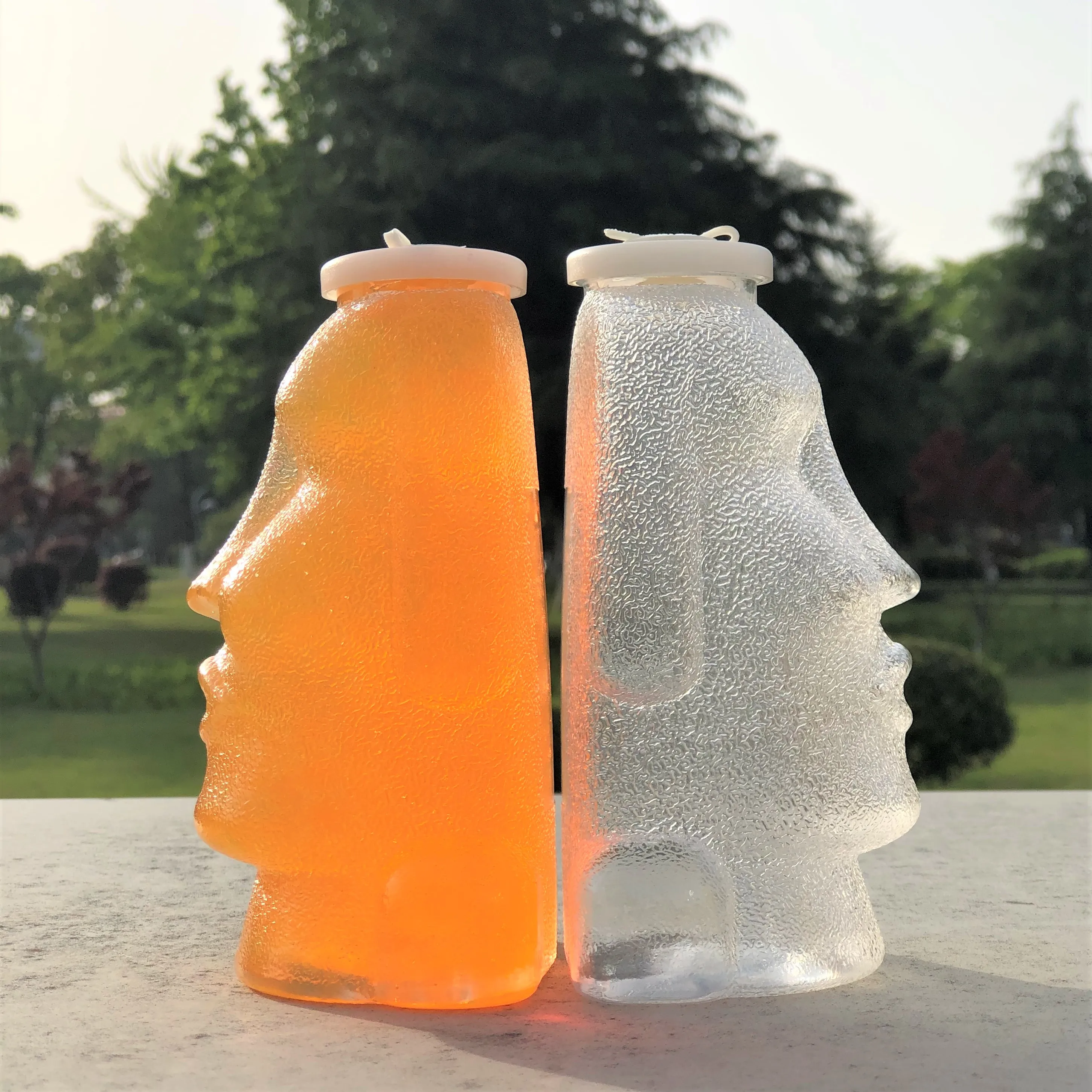 Wholesale 350ml New Design Easter Island  Moai Shape PP Plastic Drinking Bottle with Lid