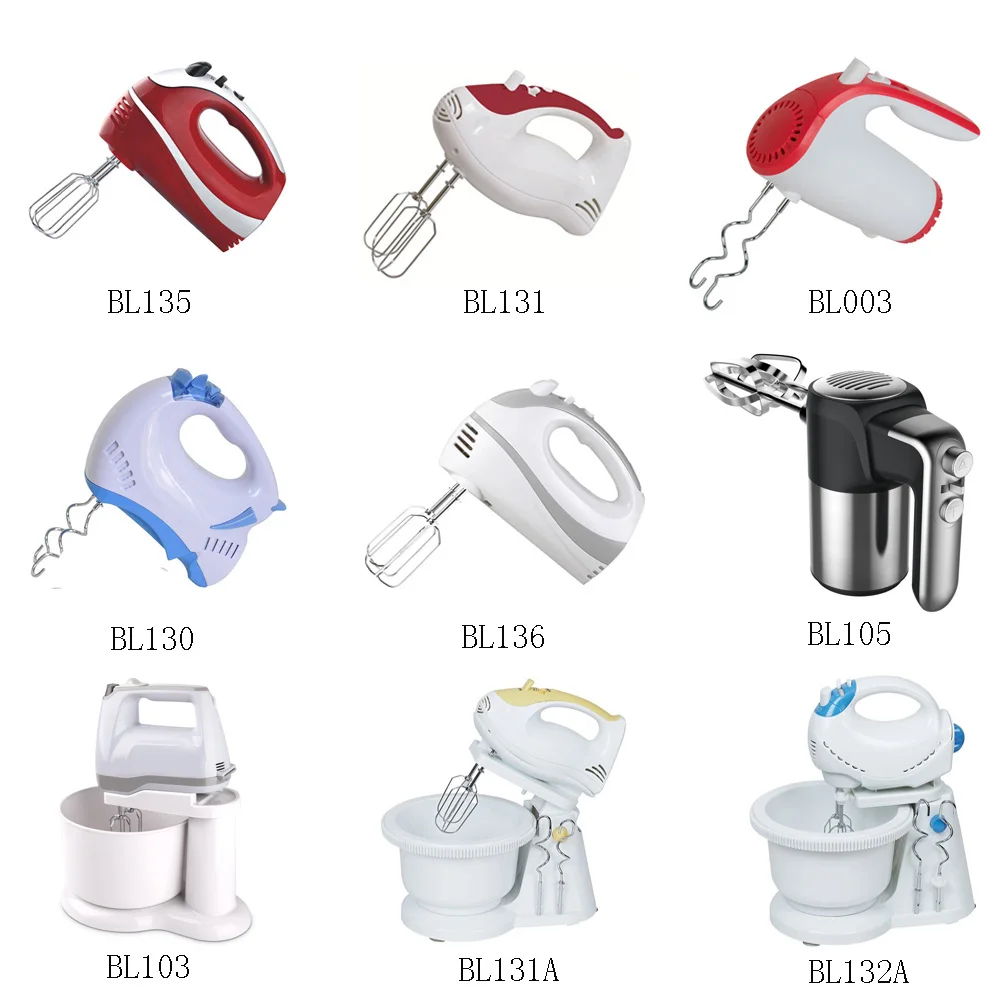 Professional 2 in 1 Hand Blender Mixer with Plastic Rotating Bowl Table Stand Whisk Storage Box Case for Cake Dough Big Small