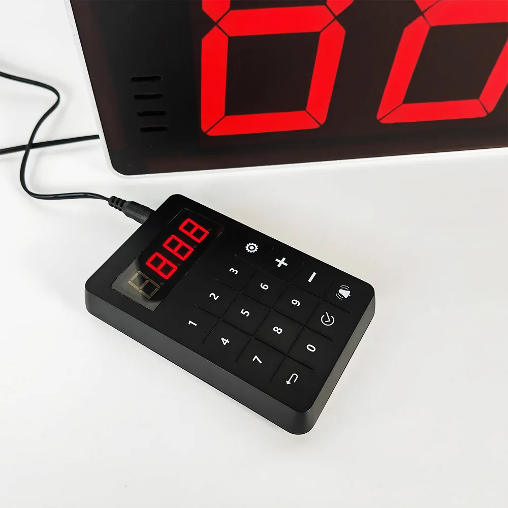 Wireless 3-Digit LED Display Queue Calling System Metal Construction for Hotel Restaurant Hospital or Bank Management