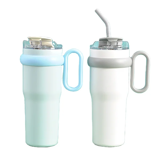 Large capacity fashion 1200ml can be customized car ice bullion cup with handle and straw