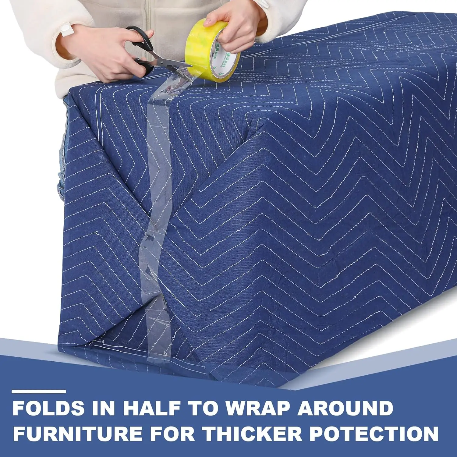 Heavy Duty Moving Blankets - 72x40 Inch Quilted Furniture Pads For Moving & Storage Protection