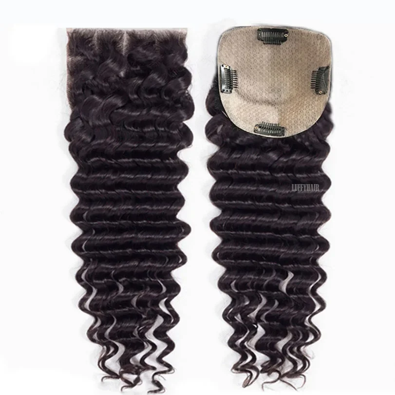Deep Wave Silk Base Topper Human Hair Closure Brazilian Virgin Toppers Baby Hair_voghion.com