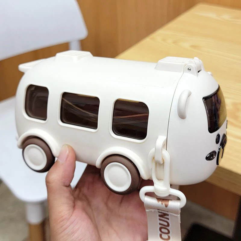 BPA Free 500ml Portable Cute Children Kids Water Bottle Double Wall Plastic Bus Water Bottle for Kids School With Strap
