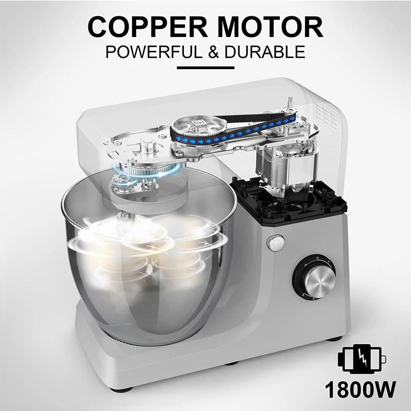 CHEFTRONIC スタンドミキサー、6スピード電動ミキサー CHEFTRONIC 台所用家庭用電動スタンドミキサー 500w 6+pスピード