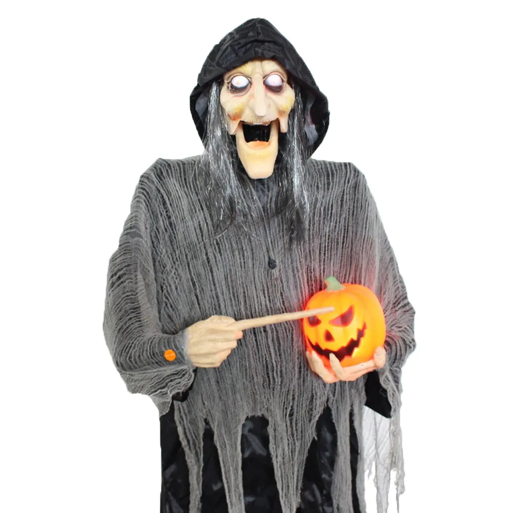 Flashing LED Eyes Cackles Horror Scary Speaks  Animated Ball Witch for Halloween Decoration
