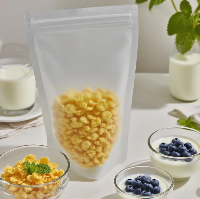 Stock Custom Clear Transparent Plastic Food Packaging  Three Sided Transparent Frosted Stand up Zipper Bag