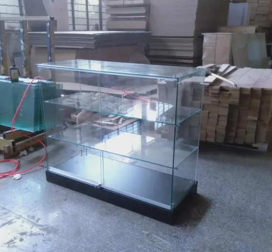 Frameless Lockable Glass Display Showcase with Multi Shelves Extra Vision Short Vitrine Counter Retail Smoke Shop Cabinet