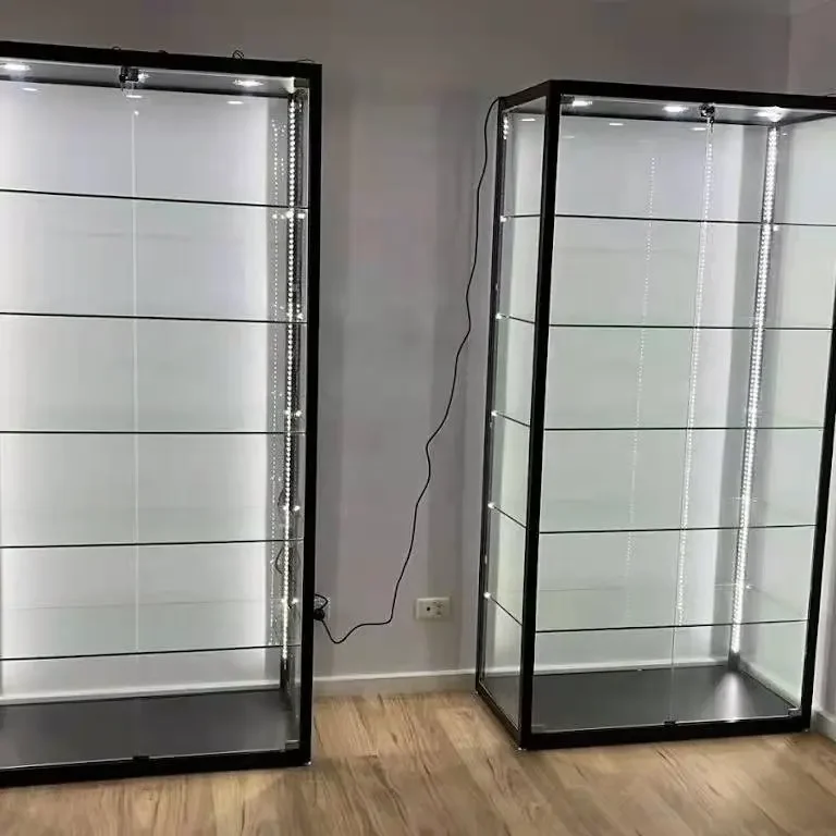 Standard and Customized Full Vision Display Cases for Collectibles Aluminum with Led Light Lockable Glass Display Showcase