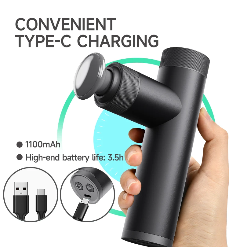 Darius 4 Heads Mini Charging Smart Portable Vibration Massage Gun Body Abs Type-c Massager Fascia Gun Massager Manufacturer