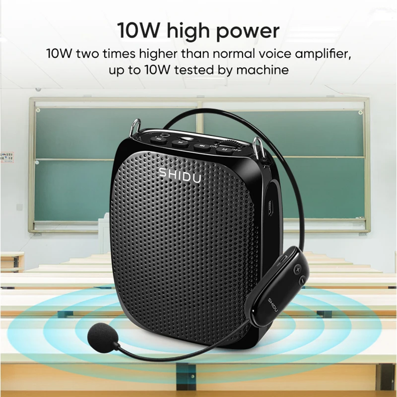 Shidu 10ワット充電式ポータブルワイヤレス音声アンプ教師のため