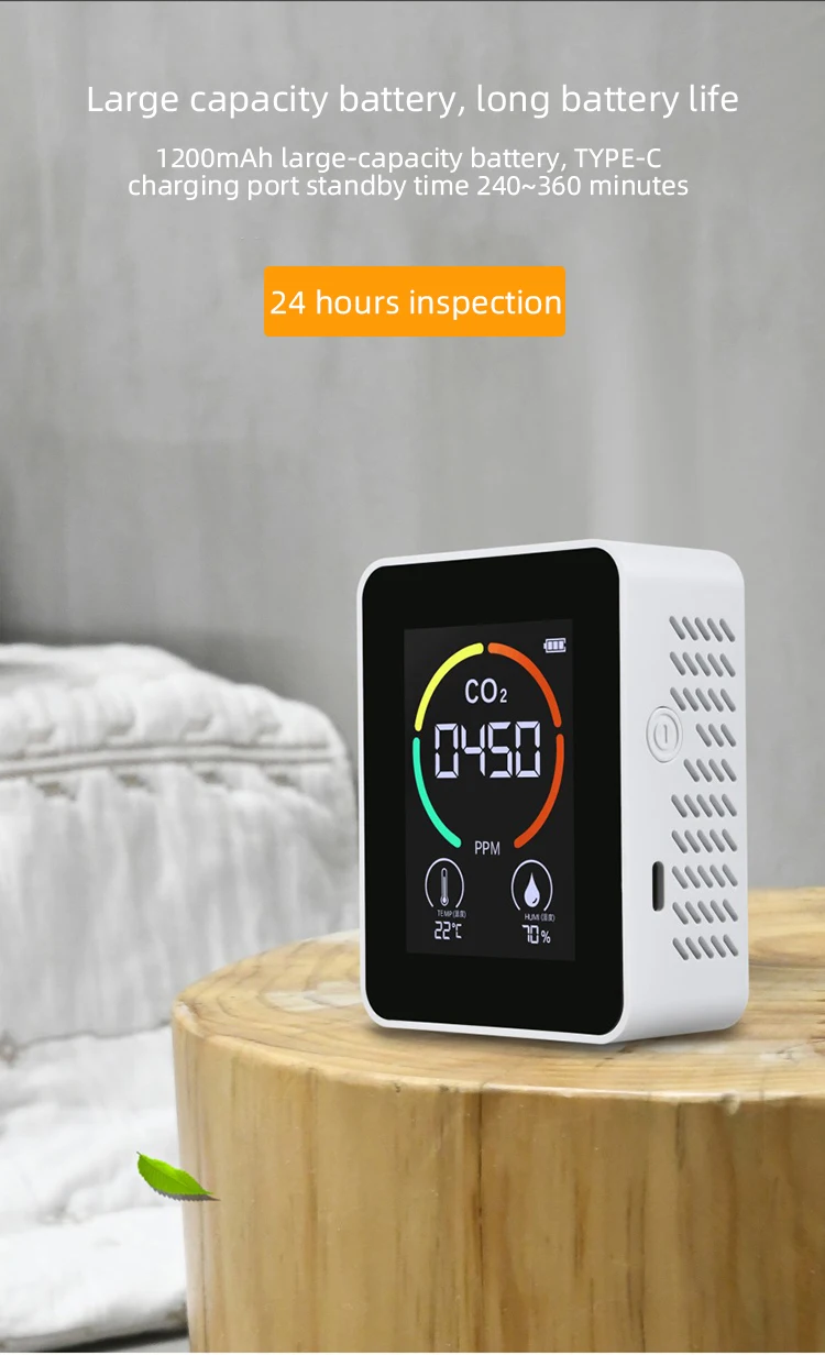 CO2 Monitor Detector Indoor Air Quality Monitor Multifunctional Home Digital co2 Air Detector Air Quality Analyzer
