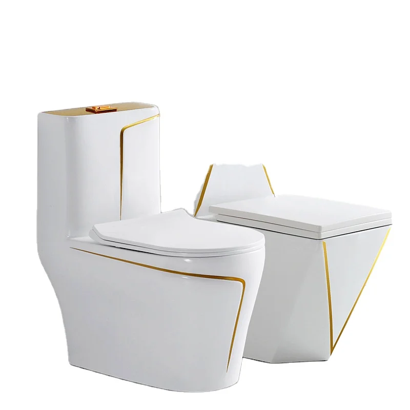 Роскошная сантехника современный шкаф для ванной комнаты комод Унитаз Керамический белый золотой цельный пол керамика 2 года 305 мм