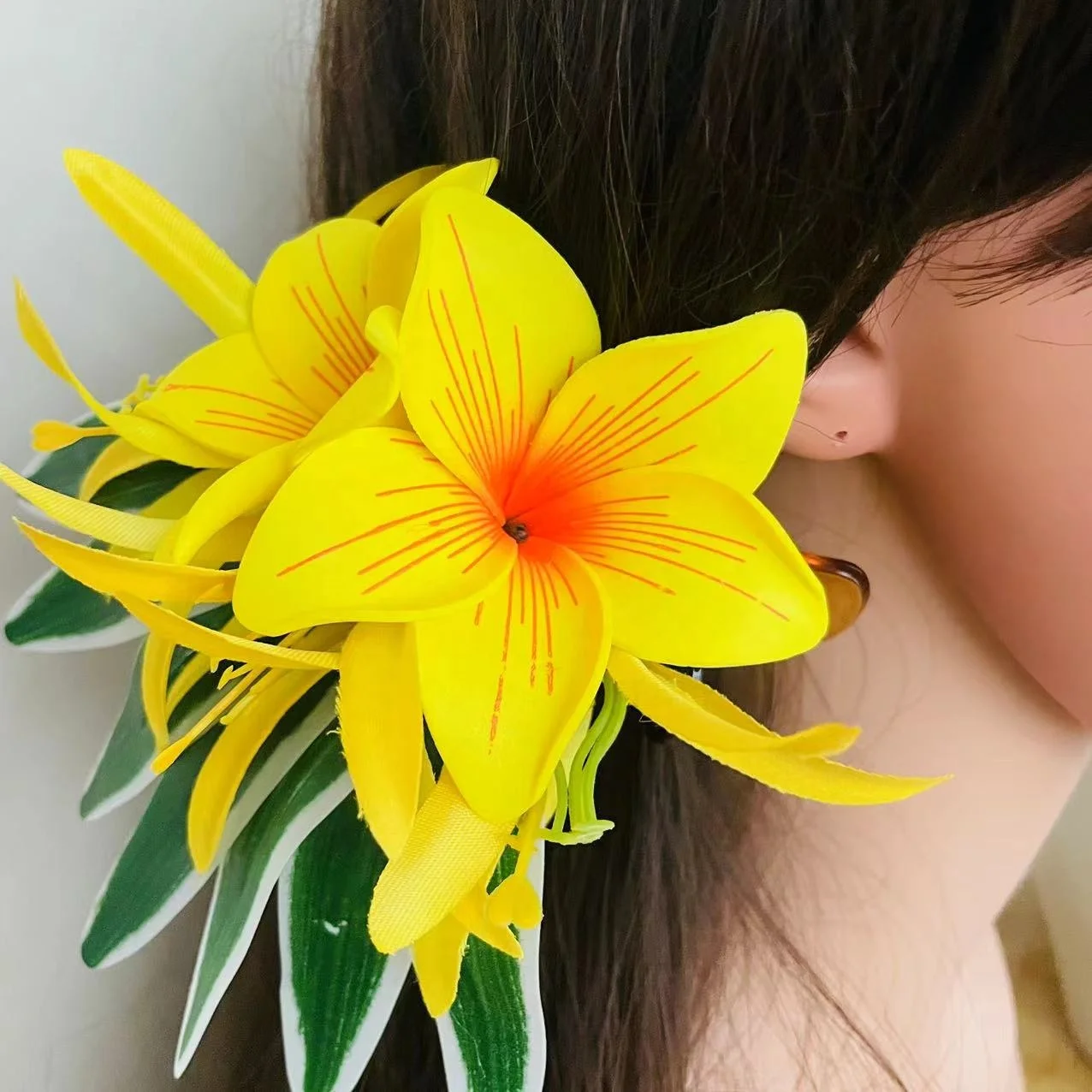 New ALOHA Double Foam Flowers Spider Lily Hair Clip Artificial Tropical Plumeria Island Frangipani  Dancing  Party Accessories