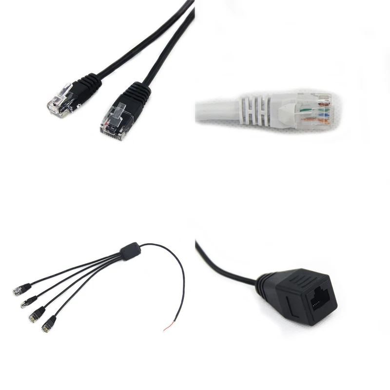 RJ45 1 Input 4 Output Splitters Branch Wire Y Connector Cable