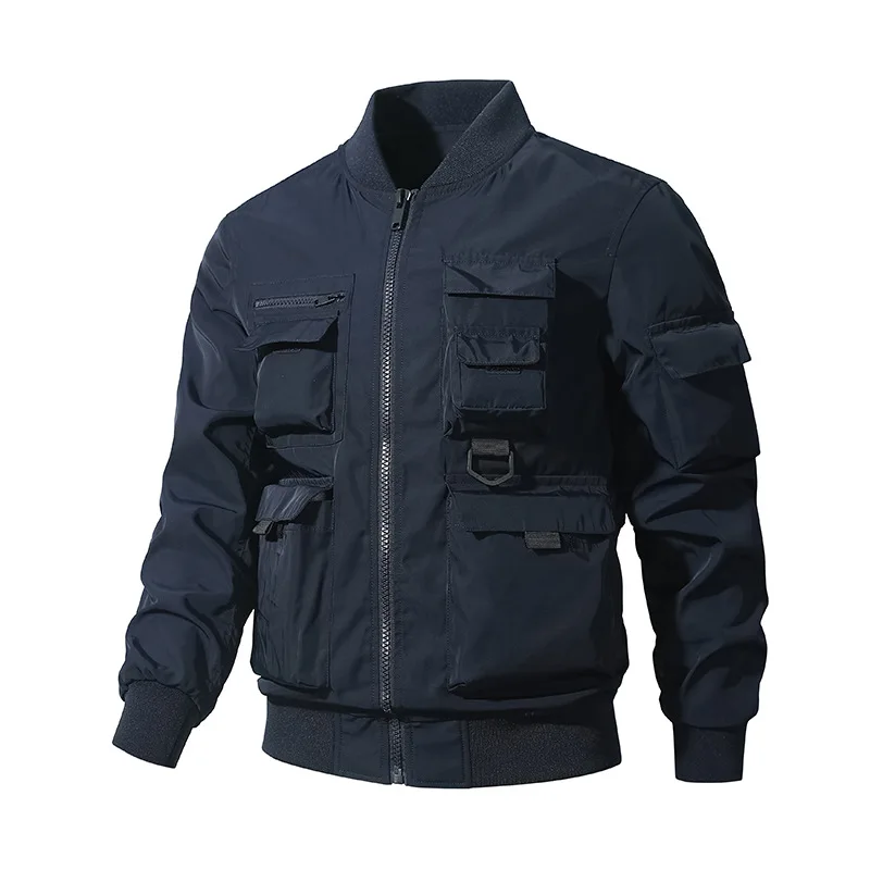 2024 Men's American Retro High Quality utility Multi-pockets workwear waterproof bomber jacket_voghion.com